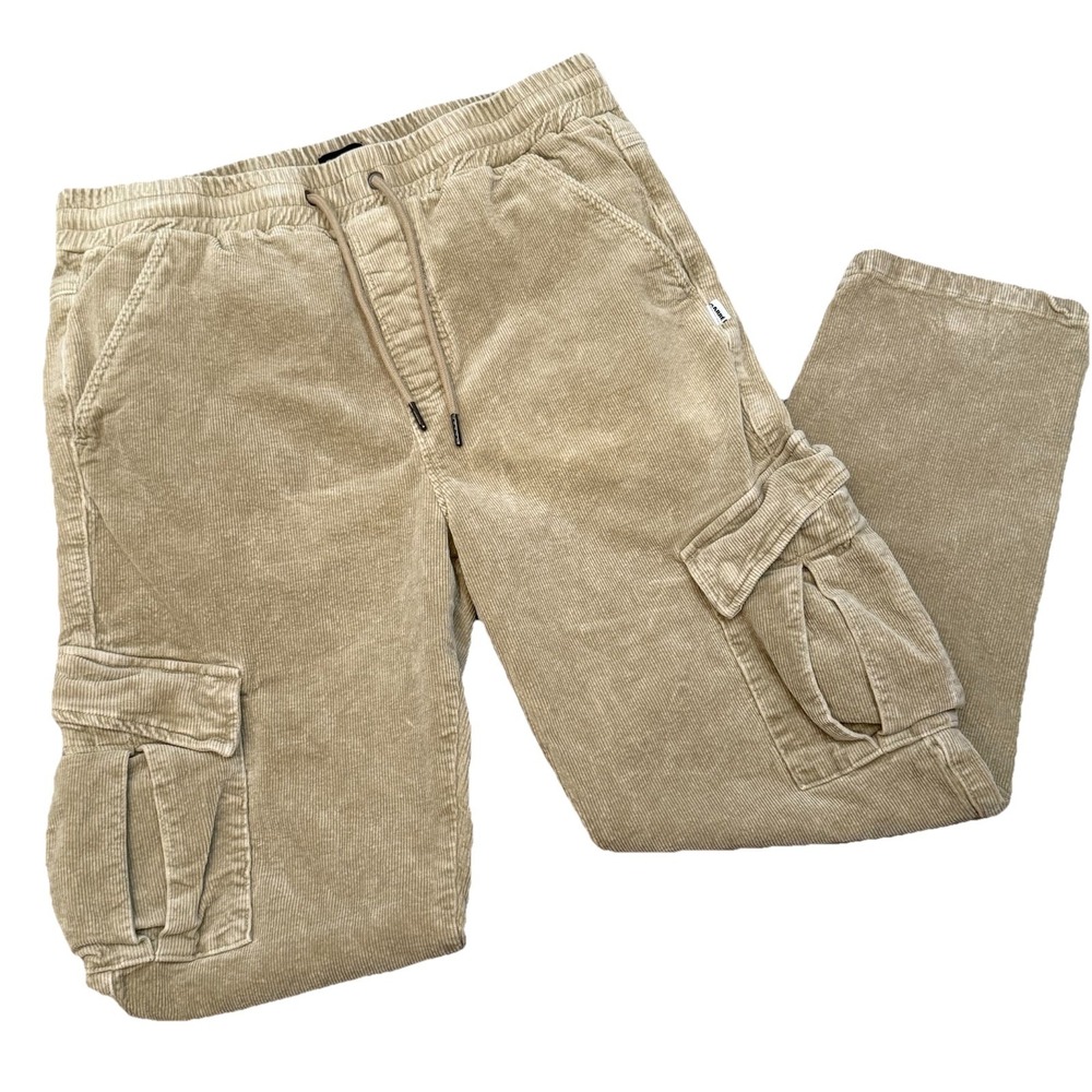 CARRÉ Paris France Men's 32x28* Tan Khaki Corduroy Cargo Pants Casual Streetwear